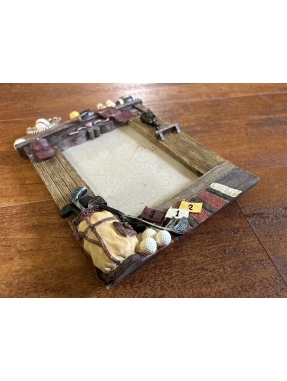Sports-Themed Decorative Photo Frame with Baseball, Tennis, and Bowling Accents